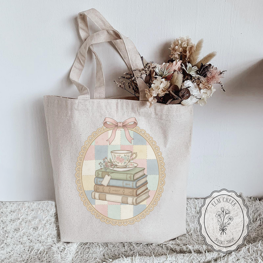 Cottage Core Books Tote Bag